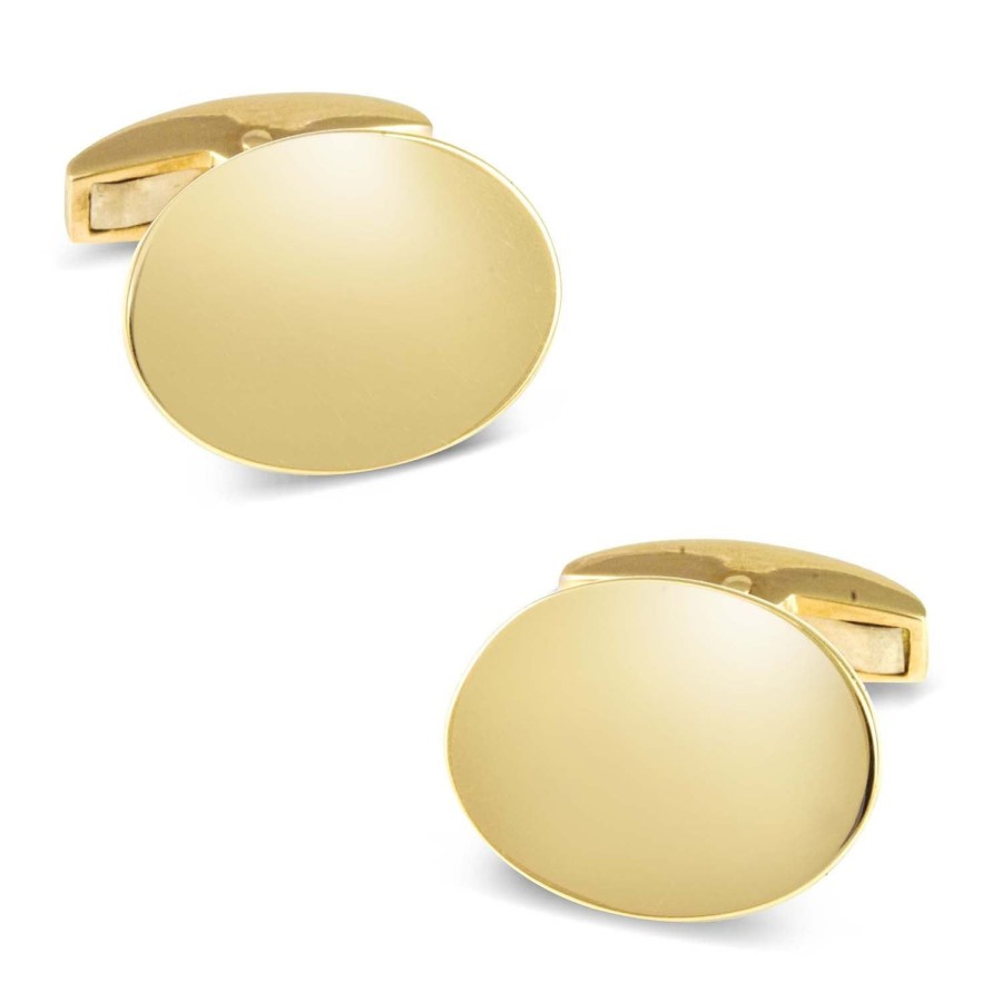 Deakin & Francis 18K Gold Plain Oval Cufflinks | Classic Cufflinks