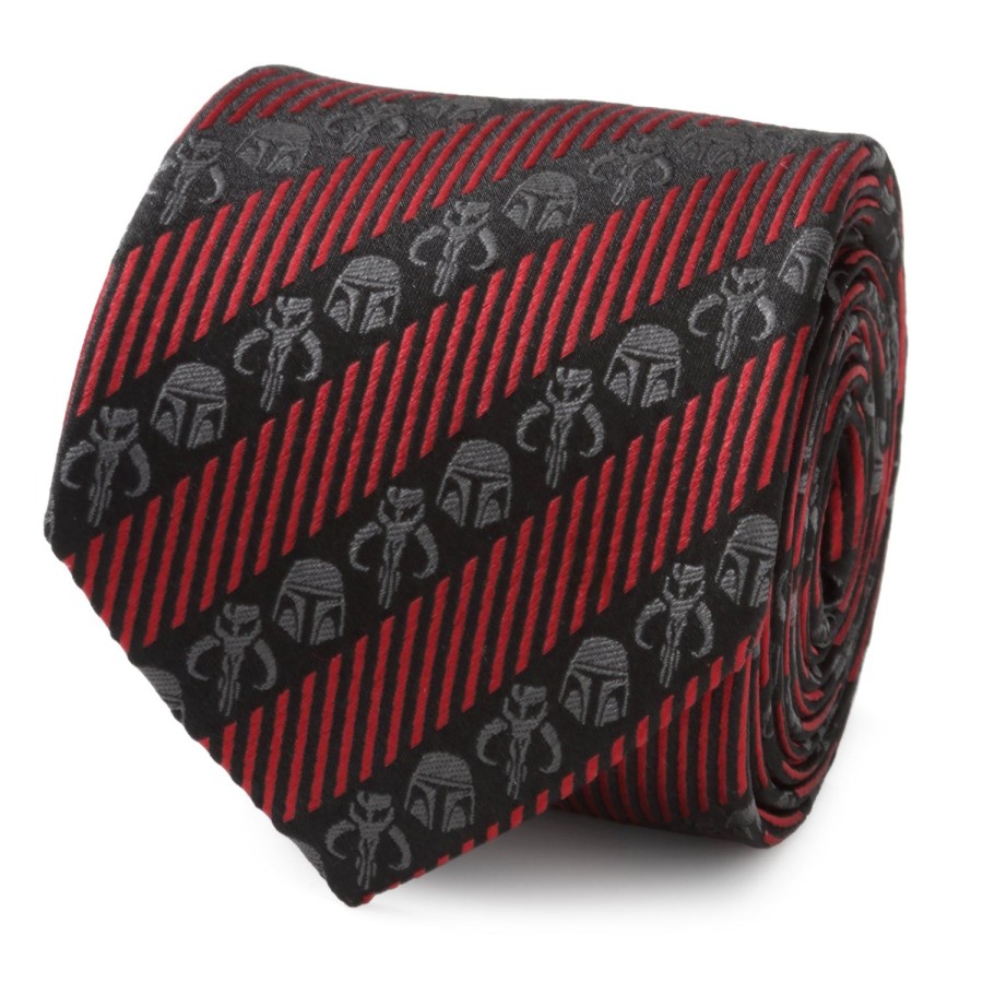 Star Wars Mandalorian Black Red Stripe Men'S Tie | Star Wars Ties