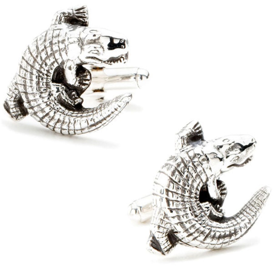 Max Lang Sterling Alligator Cufflinks | Classic Cufflinks