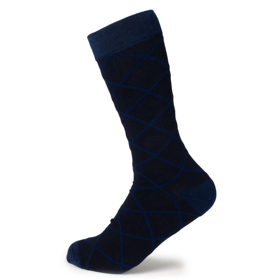 Ox and Bull Trading Co. Grid Navy Men'S Socks | Socks