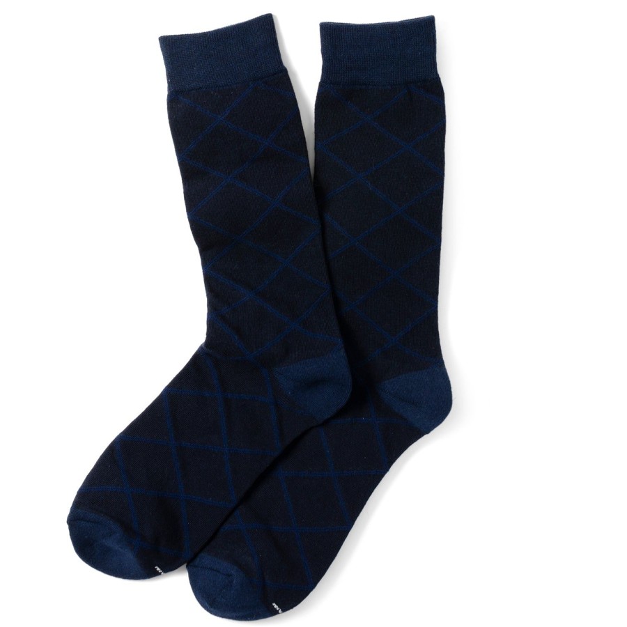 Ox and Bull Trading Co. Grid Navy Men'S Socks | Socks