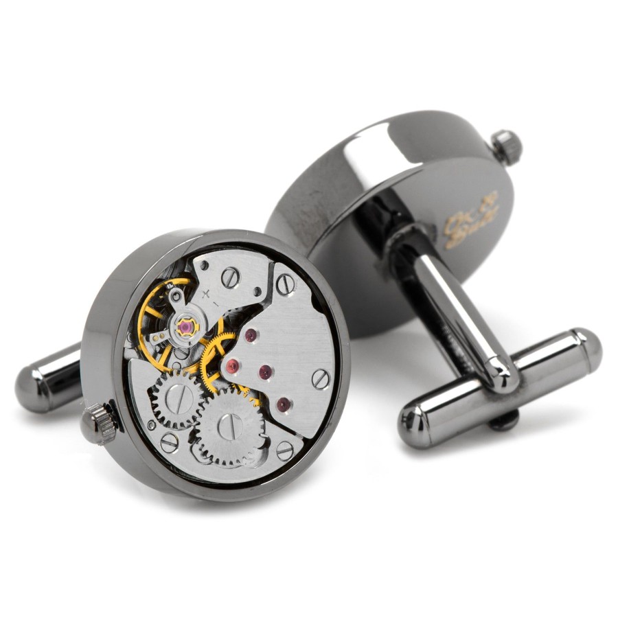 Ox and Bull Trading Co. Gunmetal Watch Movement Cufflinks | Classic Cufflinks