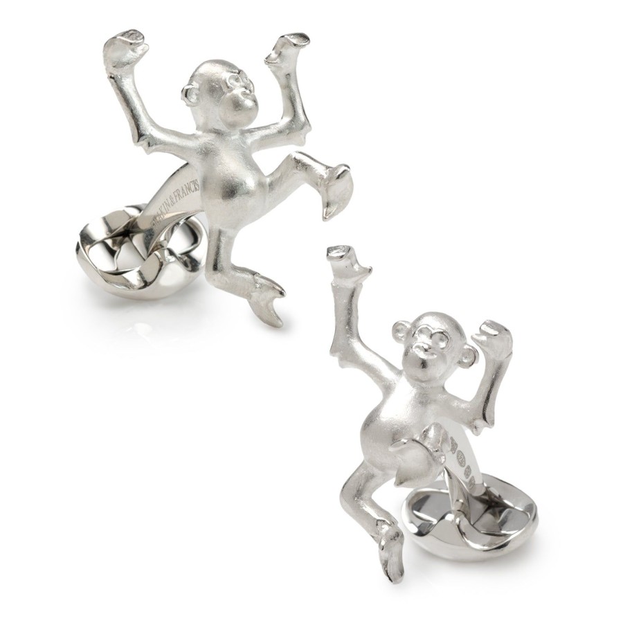 Deakin & Francis Sterling Silver Dancing Monkey Cufflinks | Classic Cufflinks