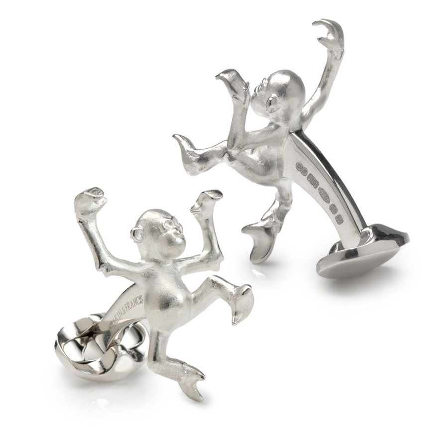 Deakin & Francis Sterling Silver Dancing Monkey Cufflinks | Classic Cufflinks