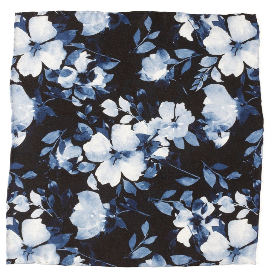 Ox and Bull Trading Co. Painted Floral Black Pocket Square | Pocket Squares