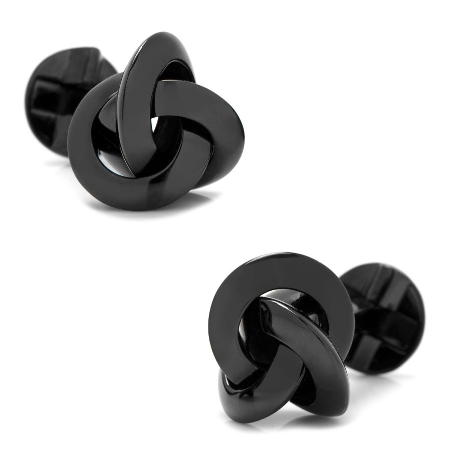 Ox and Bull Trading Co. Sterling Silver Black Knot Cufflinks | Classic Cufflinks