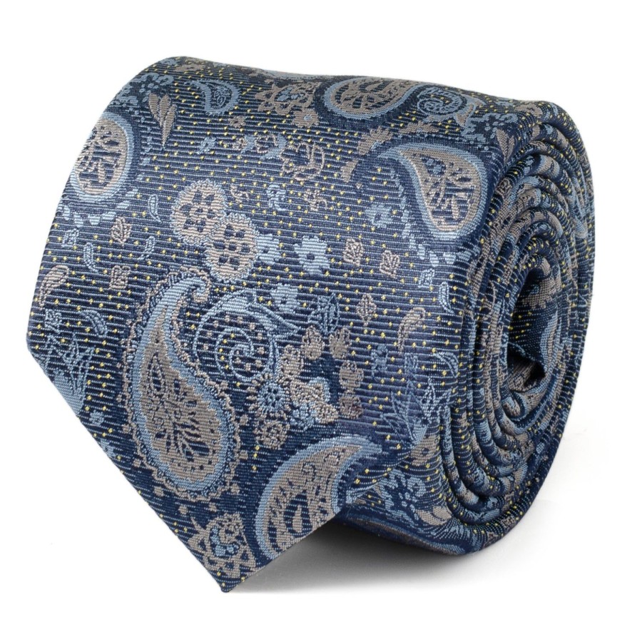 Ox and Bull Trading Co. Blue & Gray Paisley Men'S Tie | Classic Ties