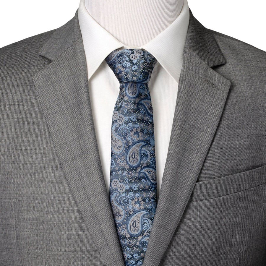 Ox and Bull Trading Co. Blue & Gray Paisley Men'S Tie | Classic Ties