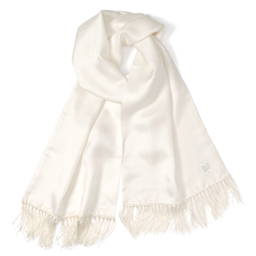 Ox and Bull Trading Co. White Silk Tuxedo Scarf | Scarves