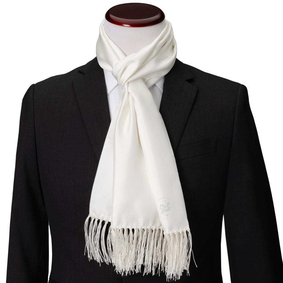 Ox and Bull Trading Co. White Silk Tuxedo Scarf | Scarves