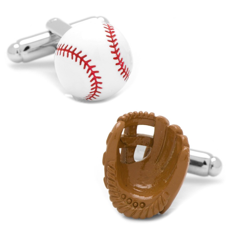 Cufflinks, Inc. 3D Baseball And Glove Enamel Cufflinks | Classic Cufflinks