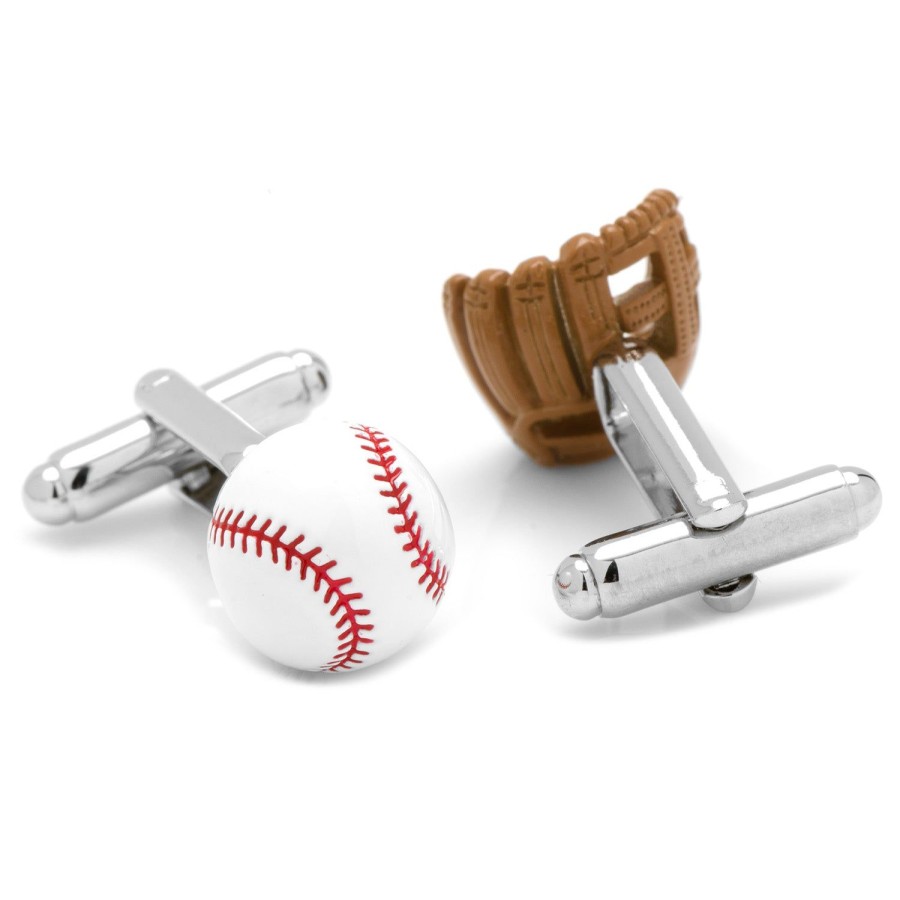 Cufflinks, Inc. 3D Baseball And Glove Enamel Cufflinks | Classic Cufflinks