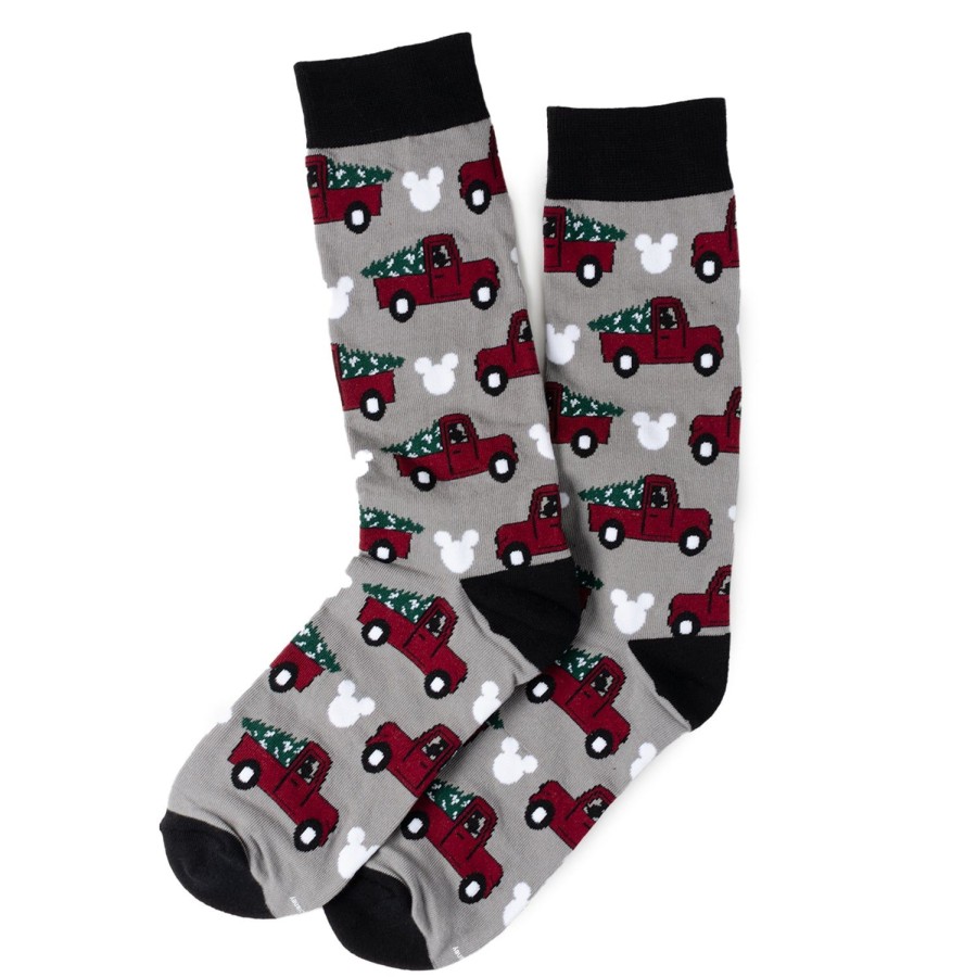 Disney Mickey Silhouette Holiday Truck Gray Socks | Socks