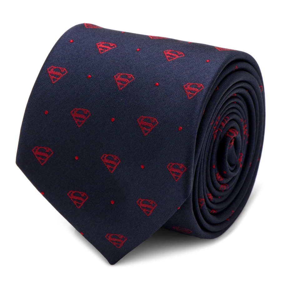 DC Comics Superman Shield Navy And Red Dot Tie | Dc Comics Ties