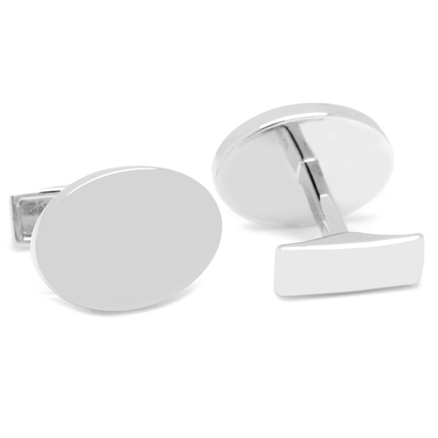 Ox and Bull Trading Co. Sterling Silver Infinity Edge Oval Engravable Cufflinks | Classic Cufflinks