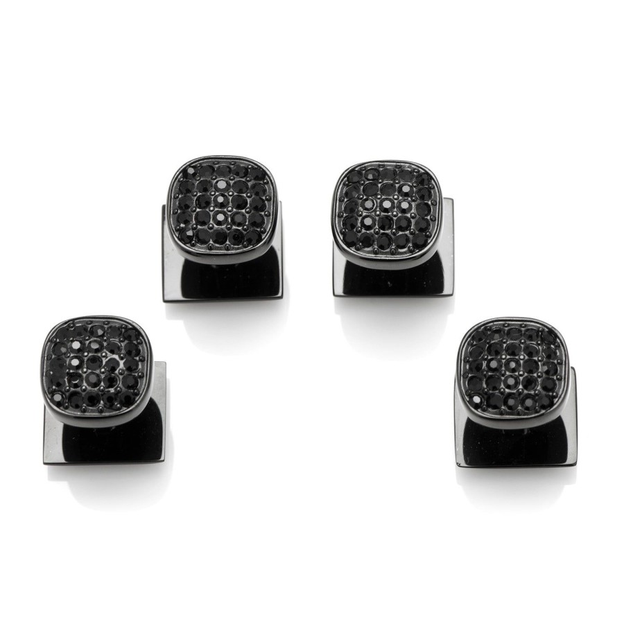 Ox and Bull Trading Co. Black Stainless Steel Black Pave Crystal Studs | Stud Sets