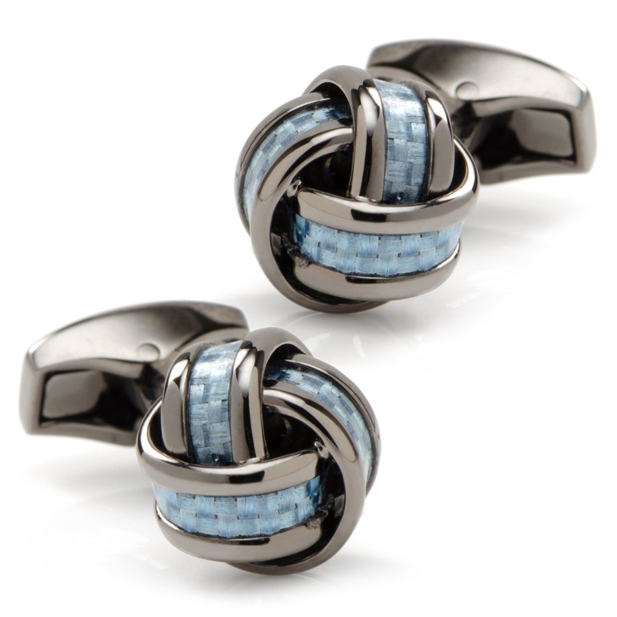 Tateossian Blue Carbon Fiber Knot Cufflinks | Classic Cufflinks