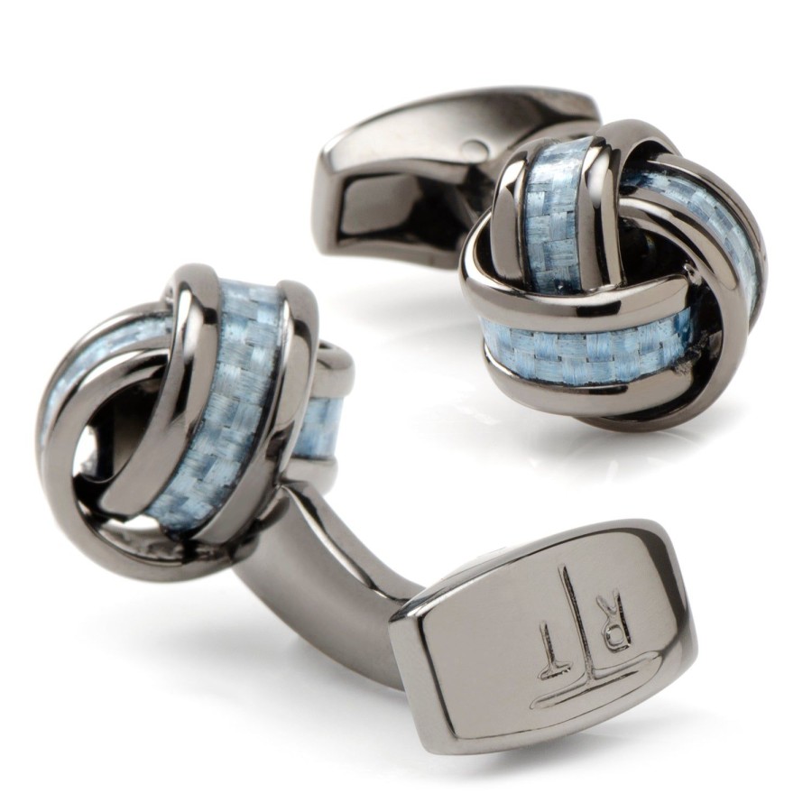 Tateossian Blue Carbon Fiber Knot Cufflinks | Classic Cufflinks