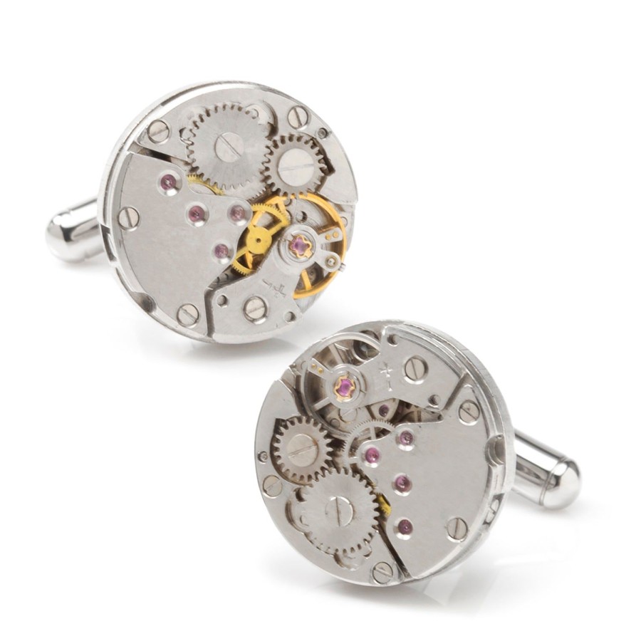 Ox and Bull Trading Co. Open Edge Skeleton Watch Movement Cufflinks | Classic Cufflinks