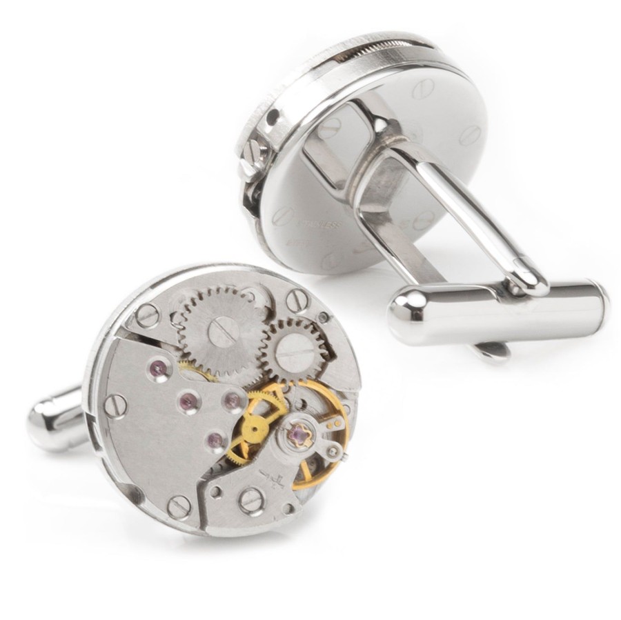 Ox and Bull Trading Co. Open Edge Skeleton Watch Movement Cufflinks | Classic Cufflinks