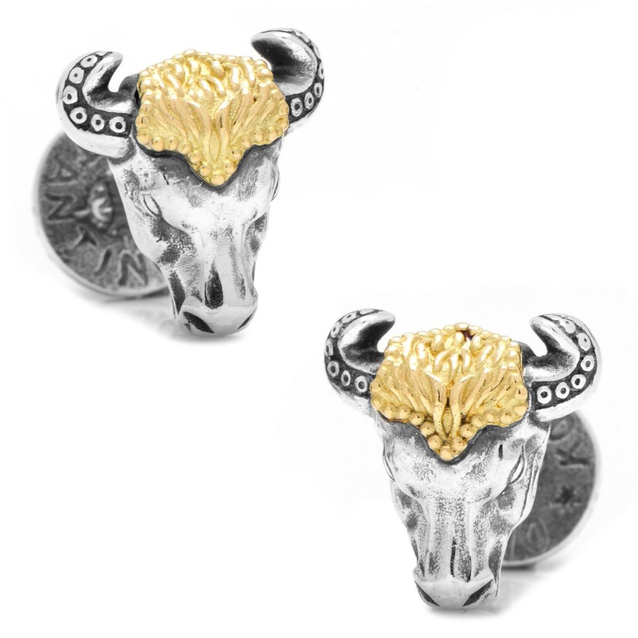 Konstantino Sterling Silver & 18K Gold Bull Cufflinks | Classic Cufflinks