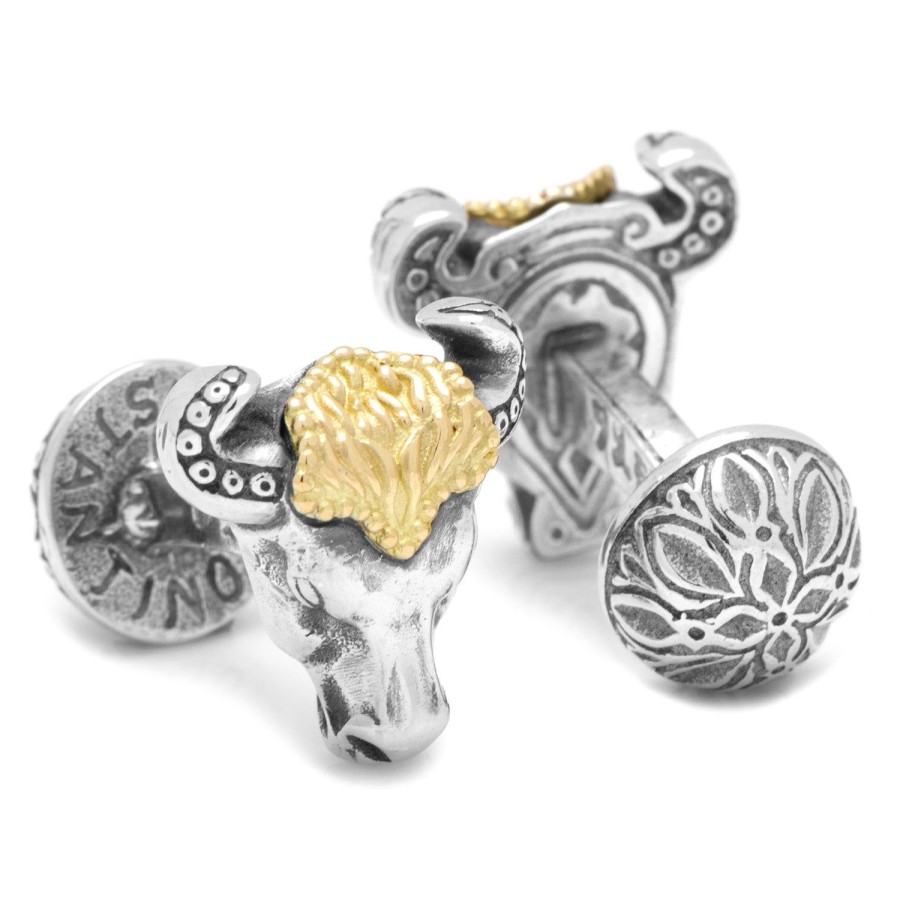 Konstantino Sterling Silver & 18K Gold Bull Cufflinks | Classic Cufflinks