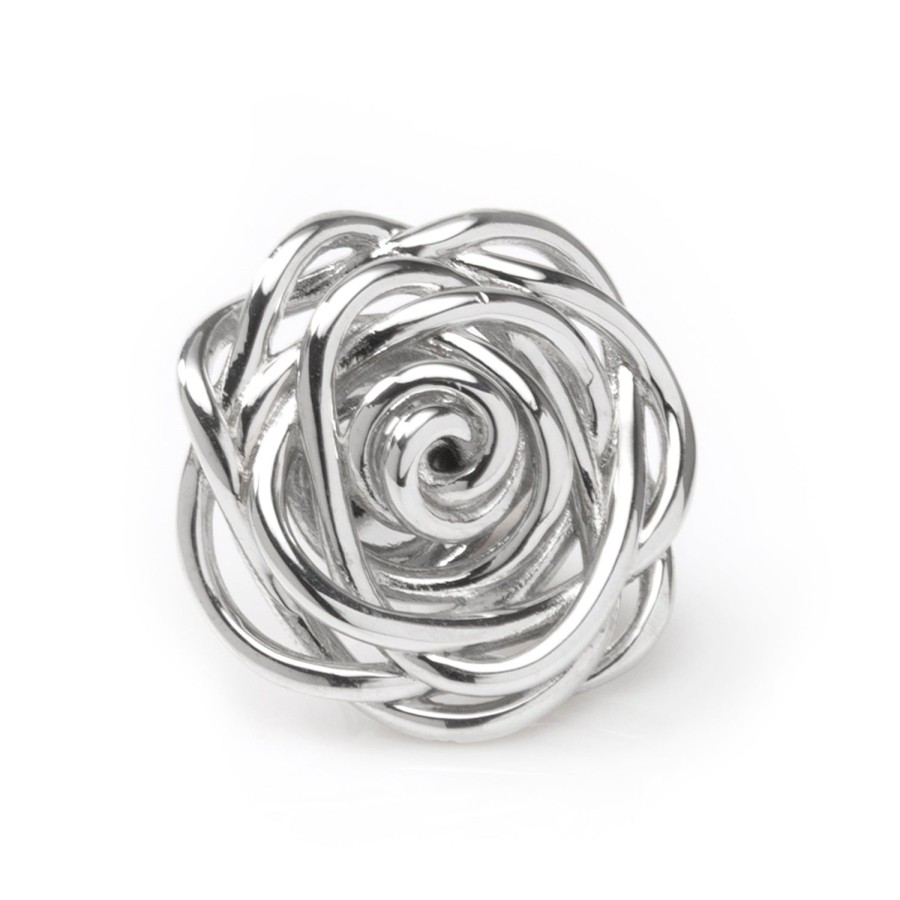 Ox and Bull Trading Co. Sterling Silver Rhodium Plated Rose Lapel Pin | Lapel Pins