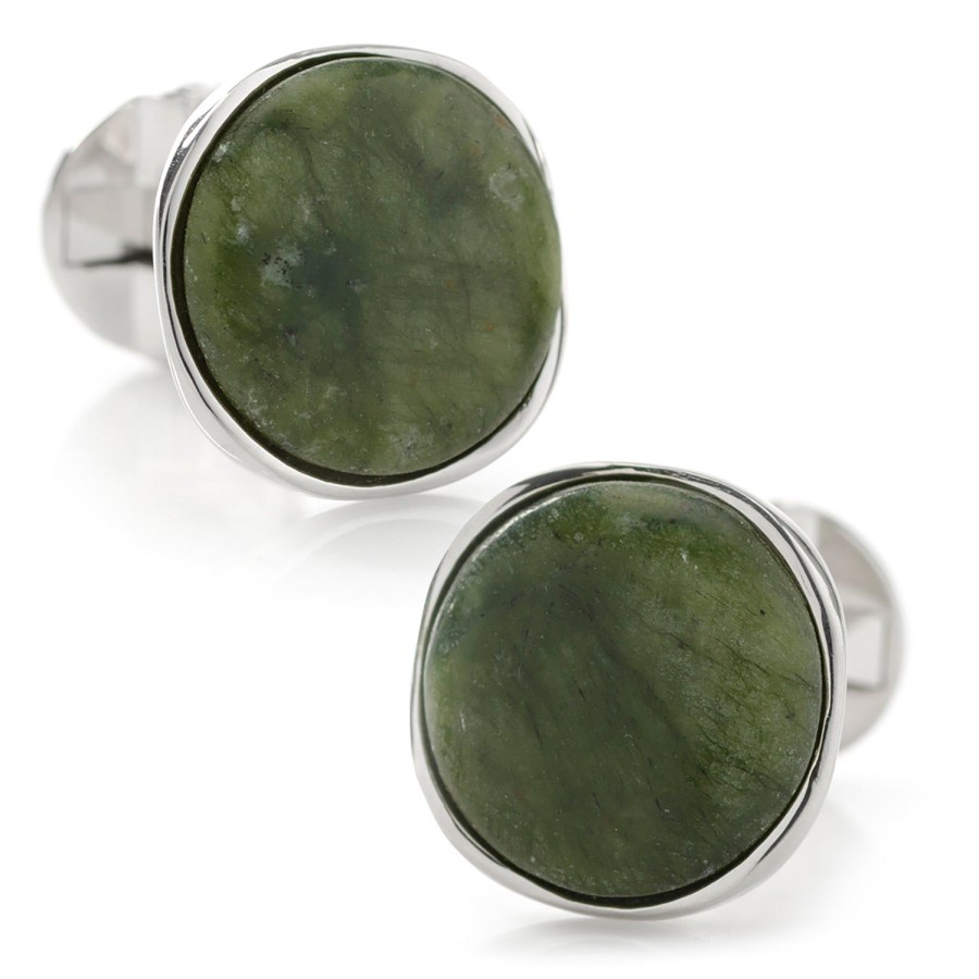 Ox and Bull Trading Co. Seraphinite Stone Sterling Silver Cufflinks | Classic Cufflinks