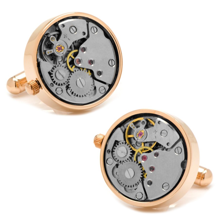 Ox and Bull Trading Co. Rose Gold Watch Movement Cufflinks | Classic Cufflinks