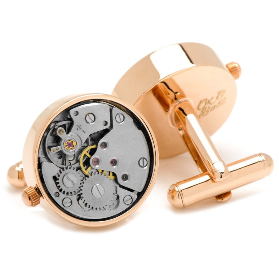 Ox and Bull Trading Co. Rose Gold Watch Movement Cufflinks | Classic Cufflinks