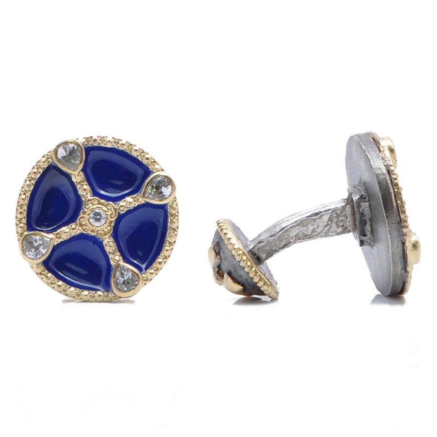 Armenta Round Shield Enamel Cufflinks | Classic Cufflinks