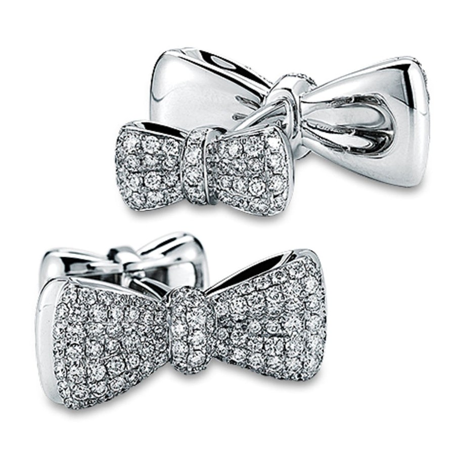 Jacob & Co. Bow Tie Cufflinks With Pave Set White Diamonds | Classic Cufflinks