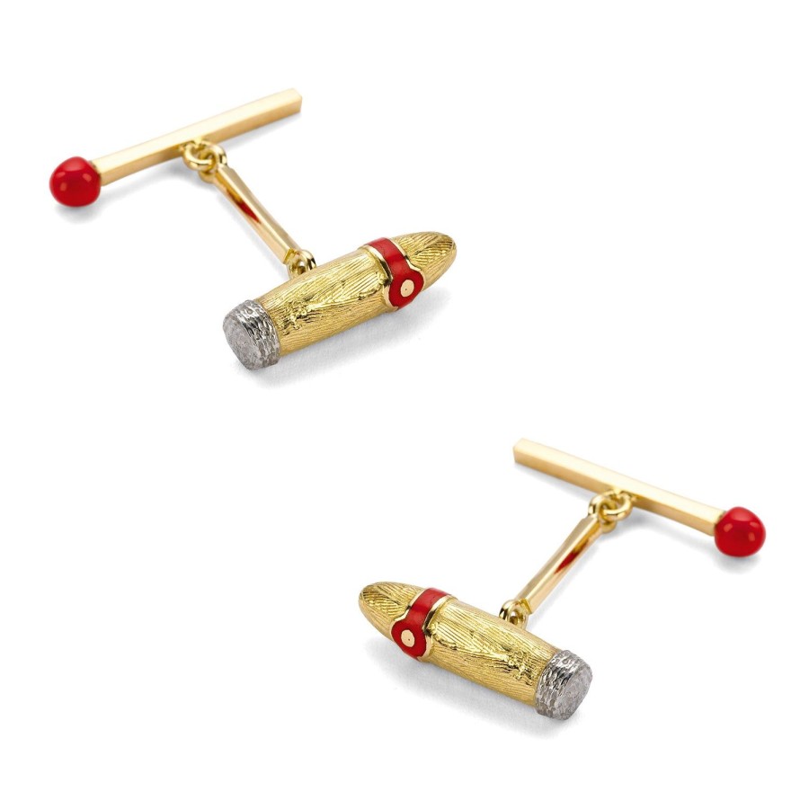 Deakin & Francis 18K Yellow Gold Cigar & Matchstick Cufflinks | Classic Cufflinks