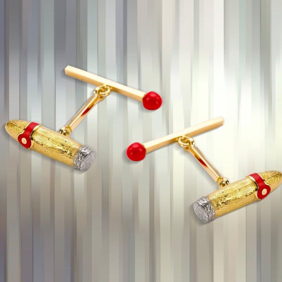 Deakin & Francis 18K Yellow Gold Cigar & Matchstick Cufflinks | Classic Cufflinks