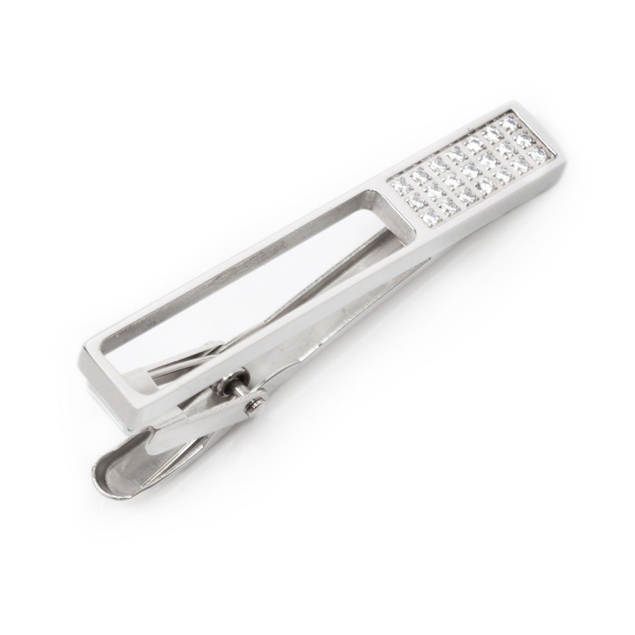 Ox and Bull Trading Co. Die Cut Crystal Stainless Steel Tie Clip | Classic Tie Bars