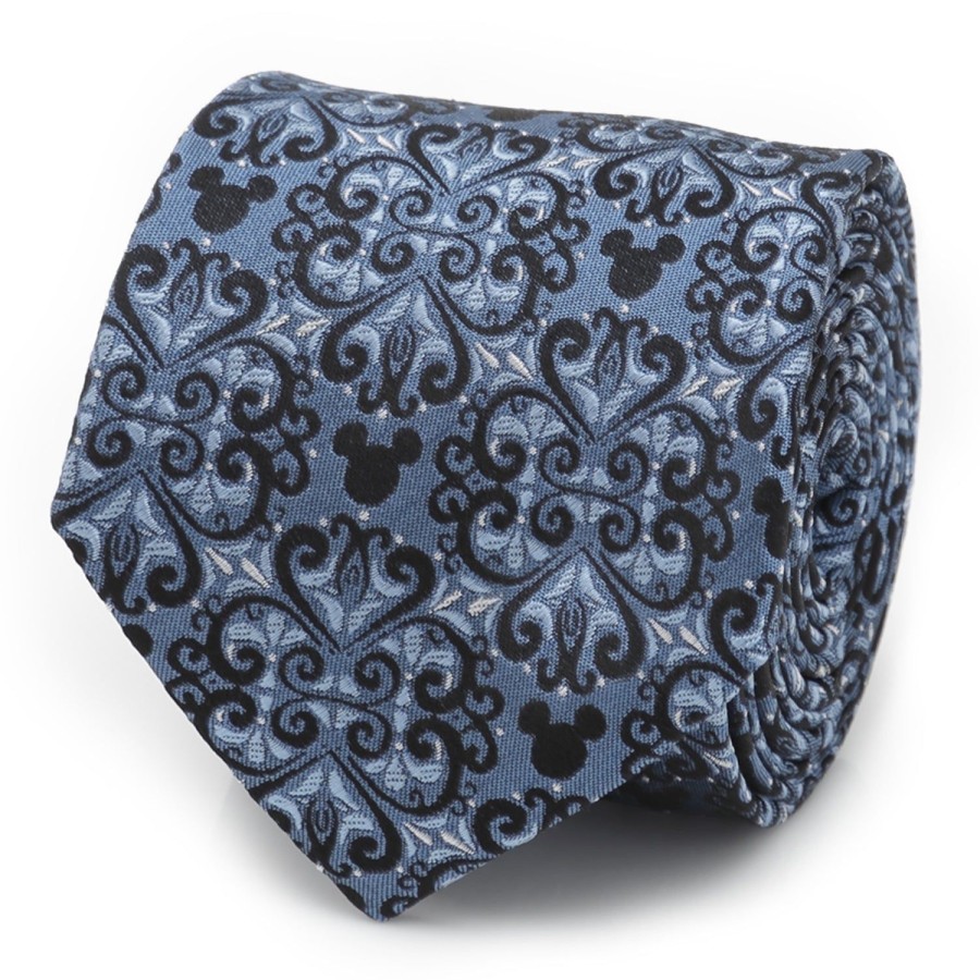 Disney Mickey Mouse Damask Tile Blue Men'S Tie | Disney Ties