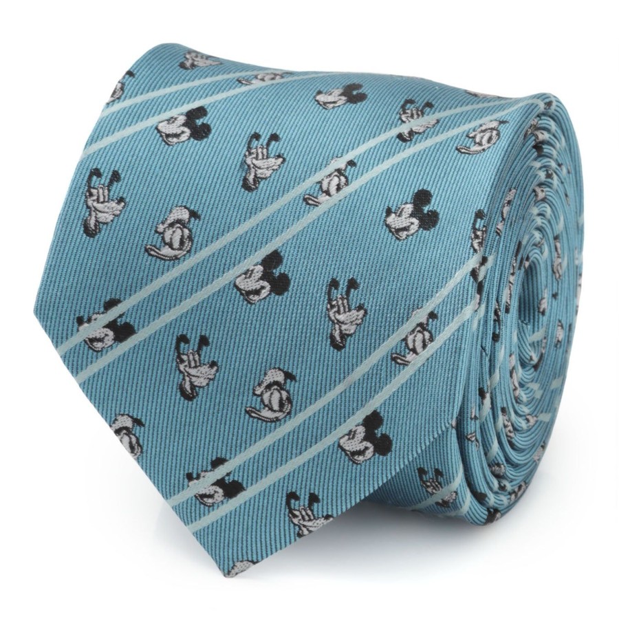 Disney Mickey And Friends Aqua Striped Men'S Tie | Disney Ties