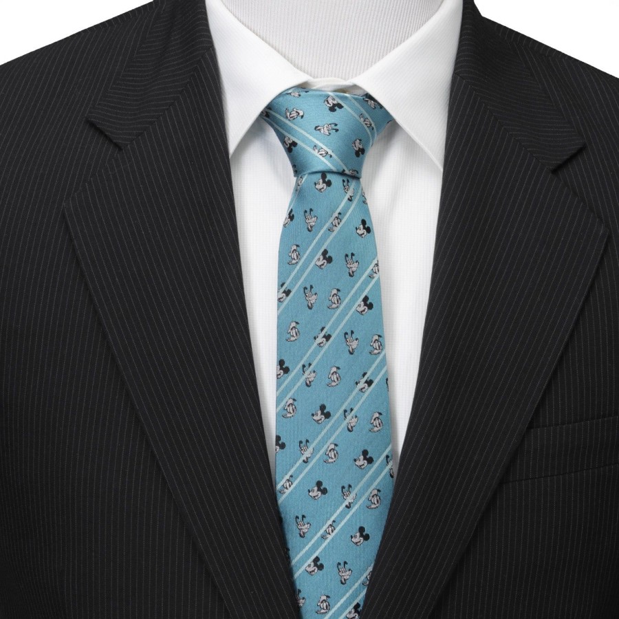 Disney Mickey And Friends Aqua Striped Men'S Tie | Disney Ties