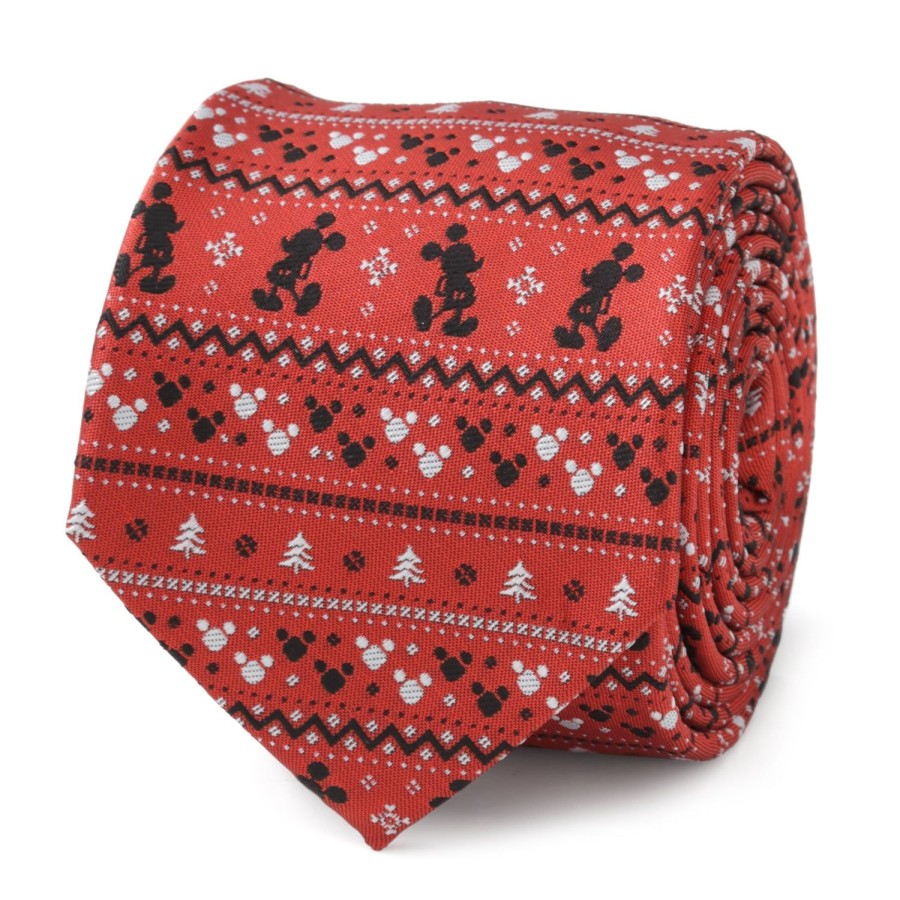 Disney Mickey Fair Isle Red Men'S Tie | Disney Ties