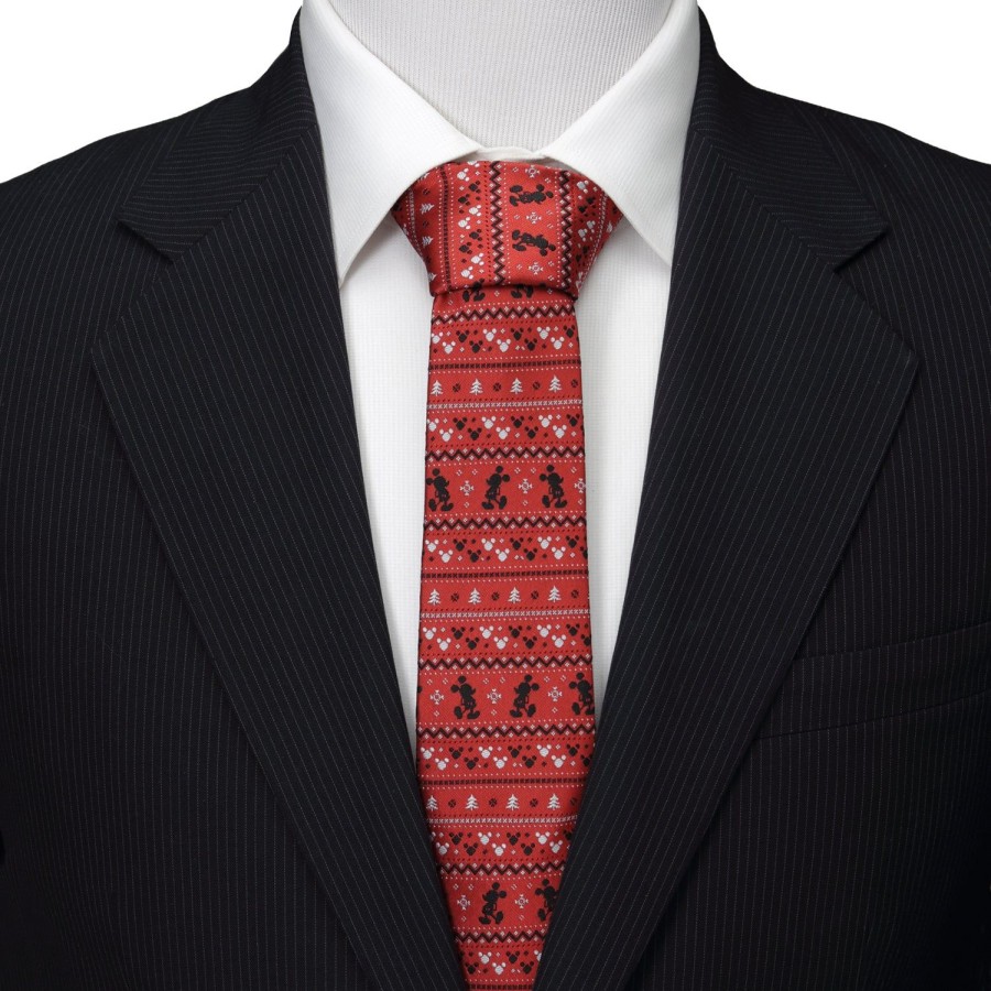 Disney Mickey Fair Isle Red Men'S Tie | Disney Ties