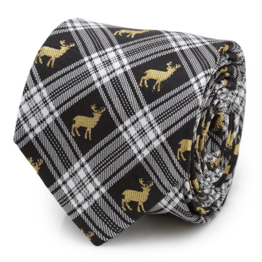 Cufflinks, Inc. Black Plaid Stag Men'S Tie | Classic Ties