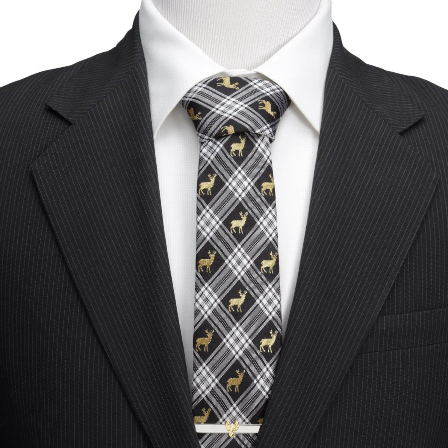 Cufflinks, Inc. Black Plaid Stag Men'S Tie | Classic Ties