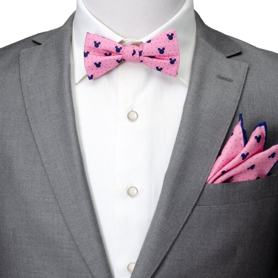 Disney Mickey Silhouette Pink Dot Pre-Tied Bow Tie | Bow Ties