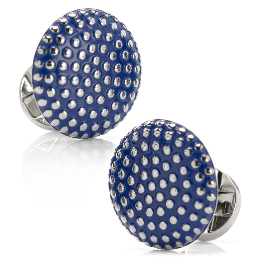 Ox and Bull Trading Co. Navy Circle Dot Texture Cufflinks | Classic Cufflinks