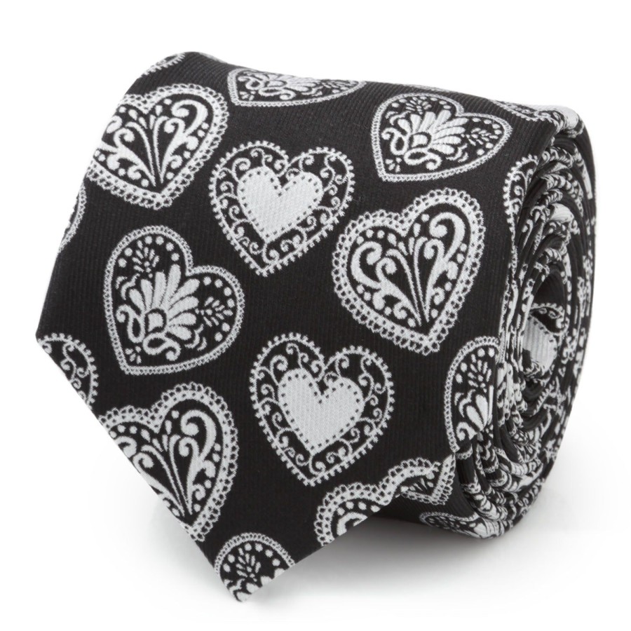 Cufflinks, Inc. Black And White Paisley Heart Men'S Tie | Classic Ties