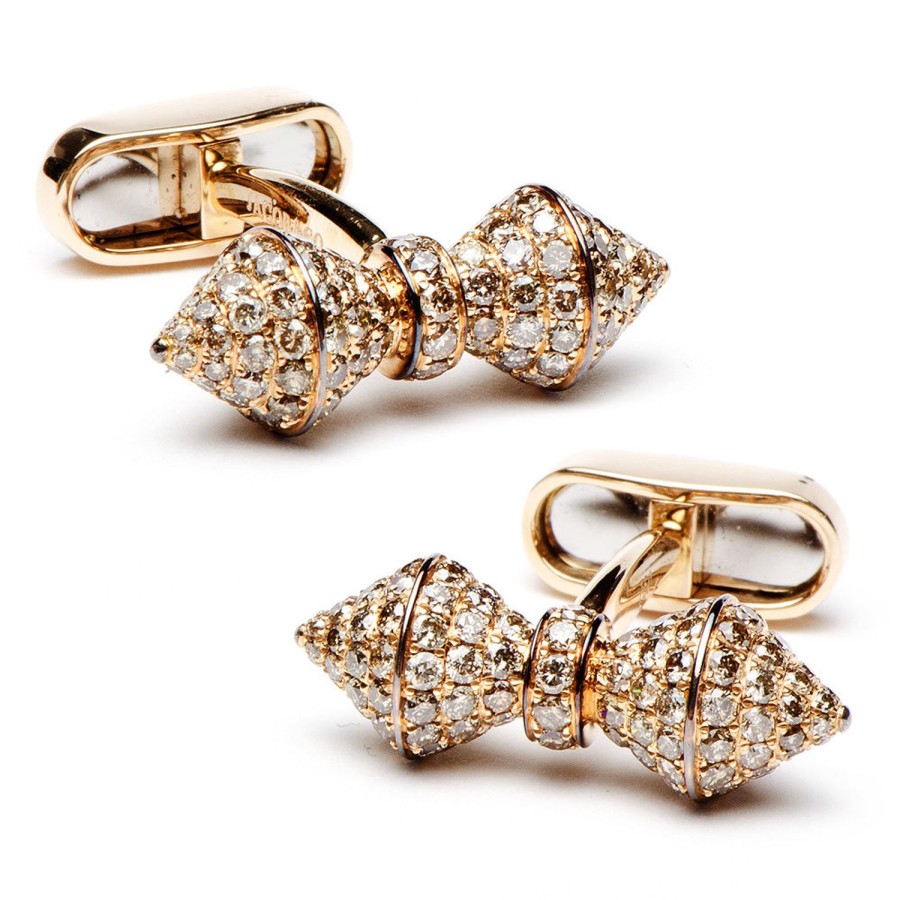 Jacob & Co. 18K Rose Gold Diamond Barbell Cufflinks | Classic Cufflinks