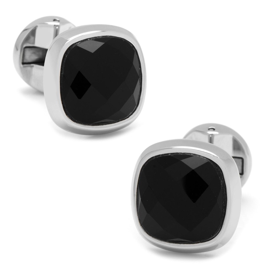 Ox and Bull Trading Co. Faceted Onyx Cushion Cufflinks | Classic Cufflinks