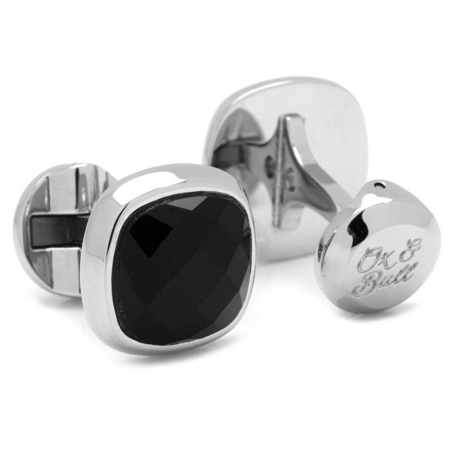 Ox and Bull Trading Co. Faceted Onyx Cushion Cufflinks | Classic Cufflinks