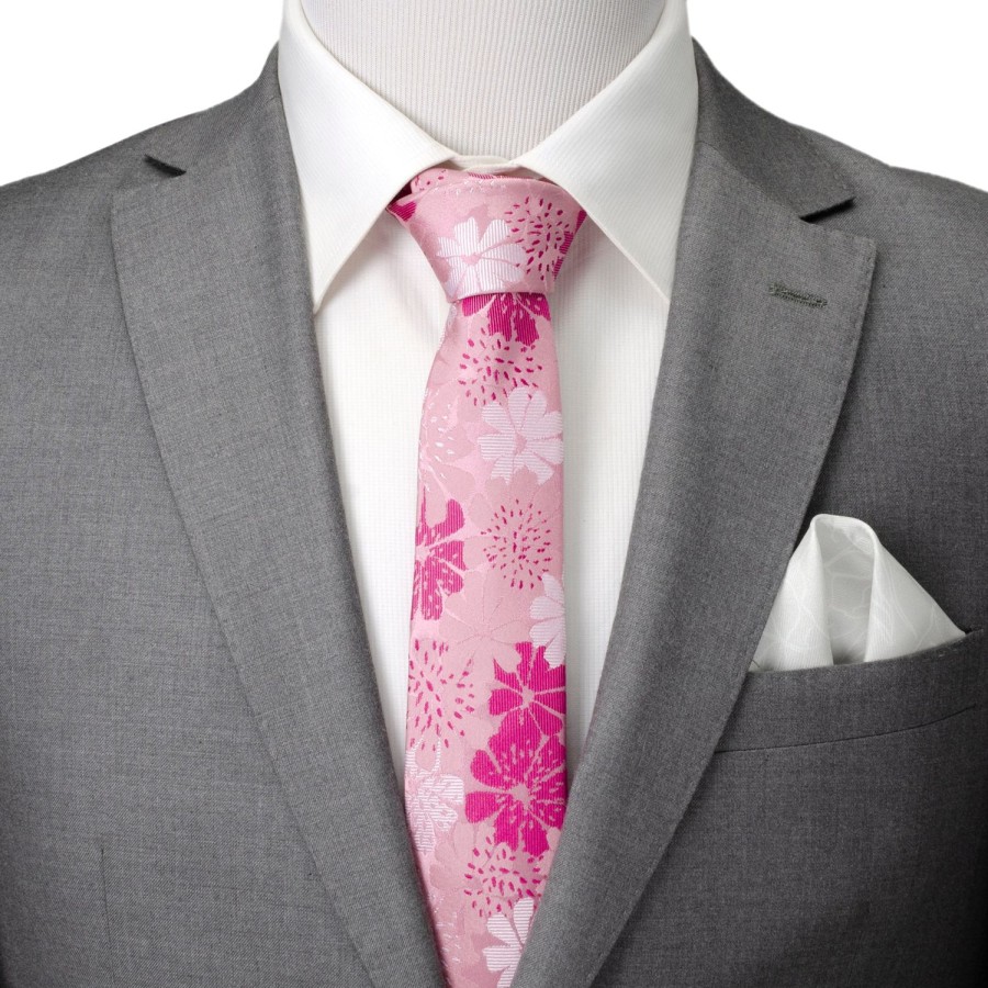 Ox and Bull Trading Co. Pink Floral Men'S Tie | Classic Ties