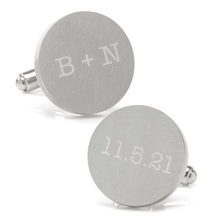 Ox and Bull Trading Co. Typewriter Wedding Day Engravable Round Cufflinks | Classic Cufflinks